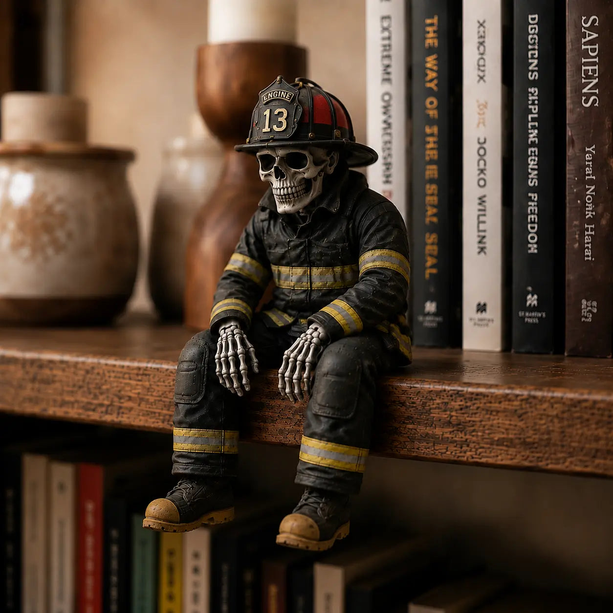 Gothic Career Skeleton Shelf Sitter – Funny Desk & Shelf Decor