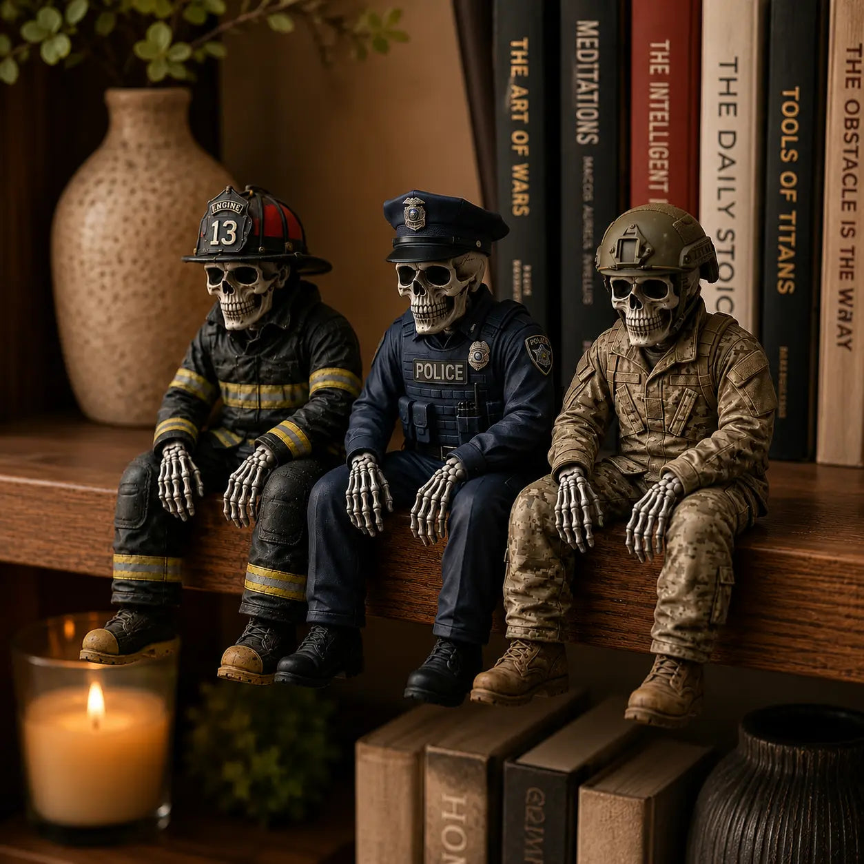 Gothic Career Skeleton Shelf Sitter – Funny Desk & Shelf Decor