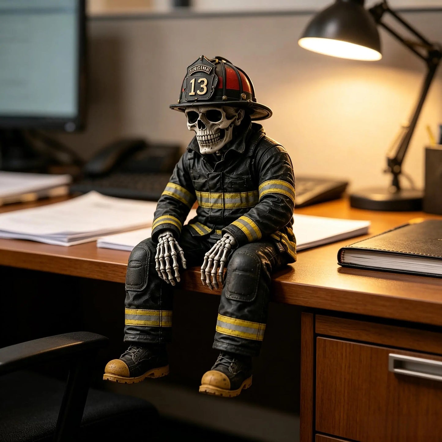 Gothic Career Skeleton Shelf Sitter – Funny Desk & Shelf Decor