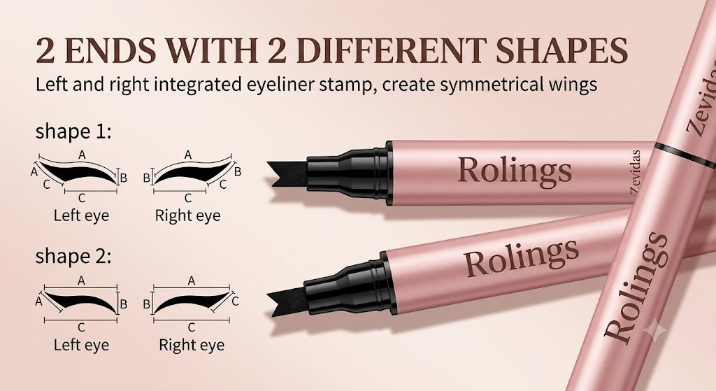 Rolings™ 2-in-1 Winged Eyeliner Stamp & Liquid Pen – Easy Symmetrical Cat Eye in Seconds