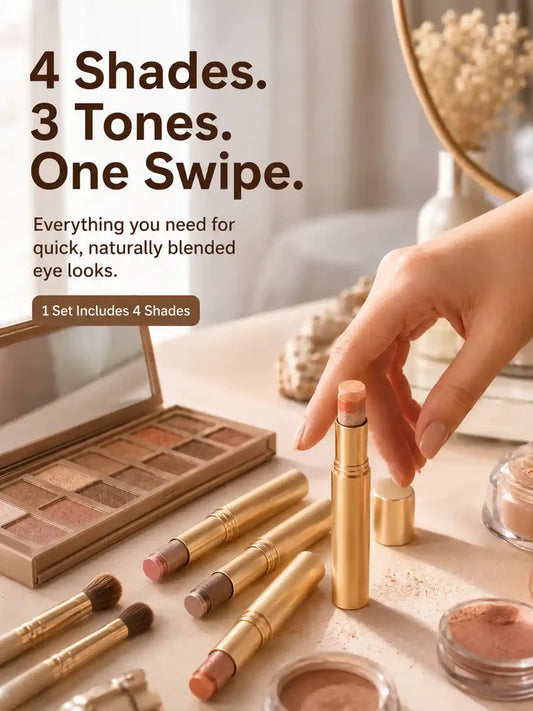 3-Color Eyeshadow Stick - One-Swipe Shimmer Glow For Effortless Eye Makeup