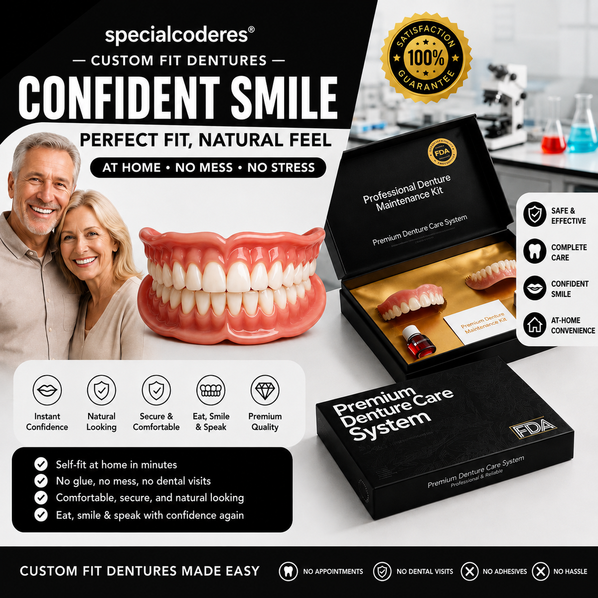 🌎Ends Today: 70% OFF! ⏰specialcoderes™ Medical Full Denture with Strong Suctiond🦷Obtain Dental Association Certification