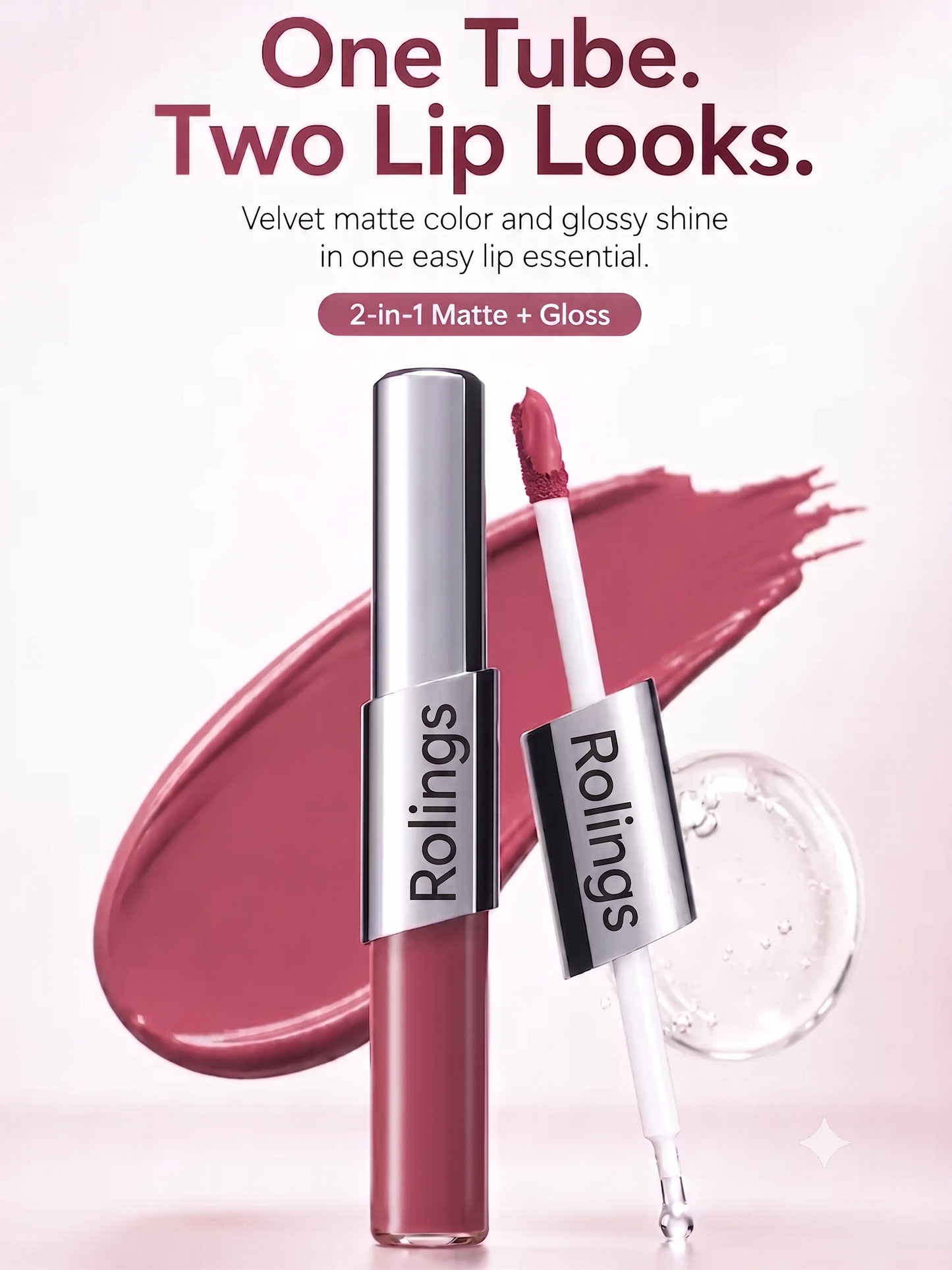 2-In-1 Lip Tint - Velvet Matte + Glossy Shine For Korean Glass Lip Looks