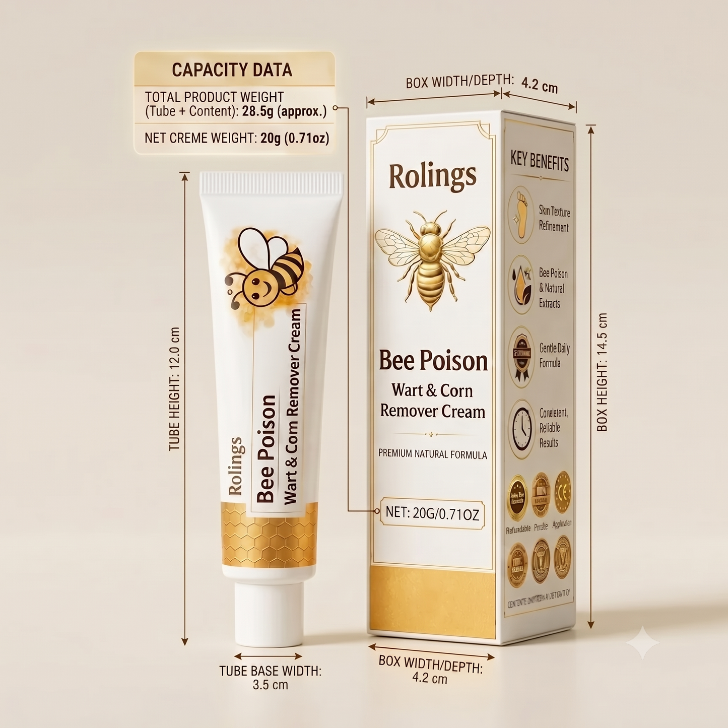 Rolings™ Bee Poison Wart & Corn Remover Cream