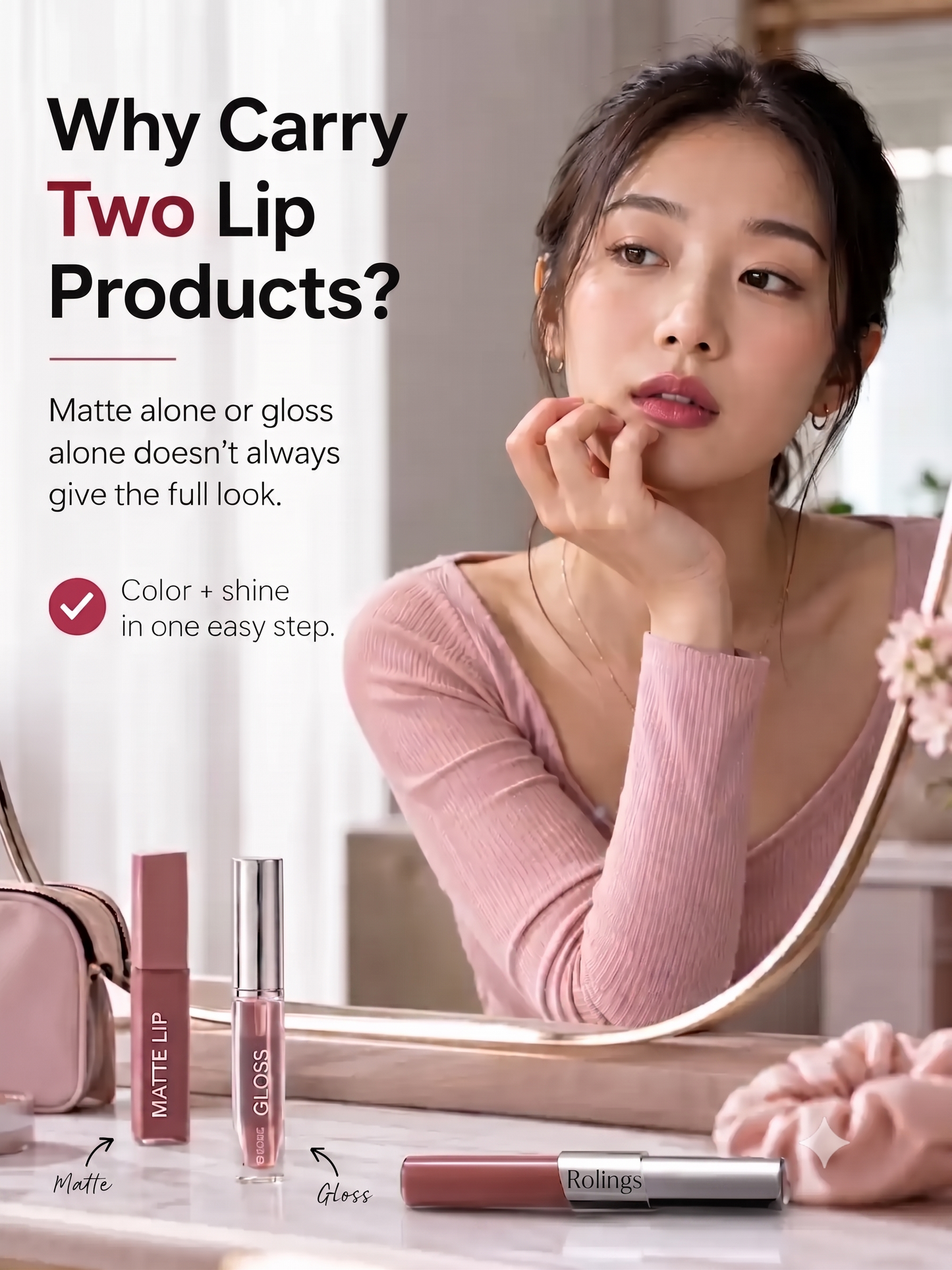 2-In-1 Lip Tint - Velvet Matte + Glossy Shine For Korean Glass Lip Looks