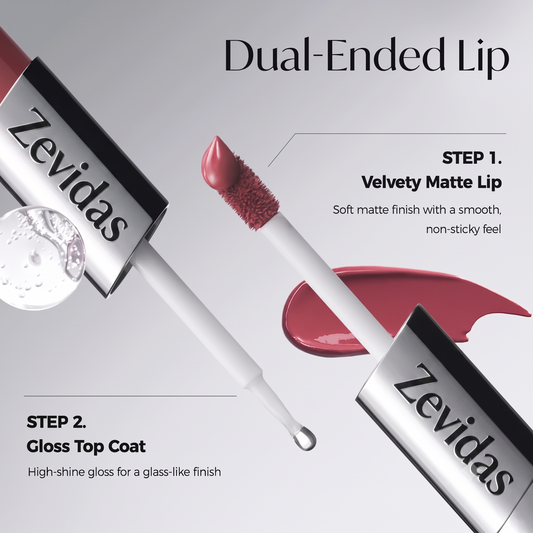 2-In-1 Lip Tint - Velvet Matte + Glossy Shine For Korean Glass Lip Looks
